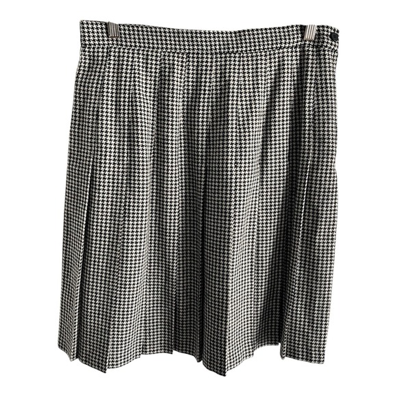 Stephanie Andrews Dresses & Skirts - Vtg Houndstooth Wool Blend Skirt Women 16 Pleated Preppy Academia Schoolgirl